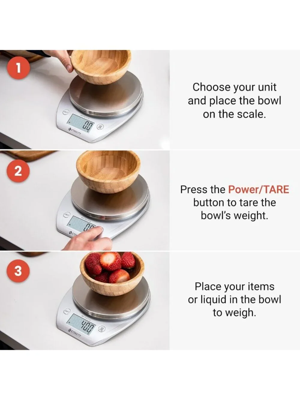 Digital Kitchen Scale with Removable Bowl, 11lb Capacity for Baking & Meal Prep